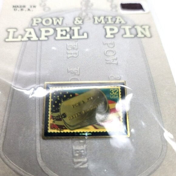 USPS POW MIA Stamp Dog Tag Lapel Pin Hat Jacket Veteran Service NWT - Picture 2 of 5